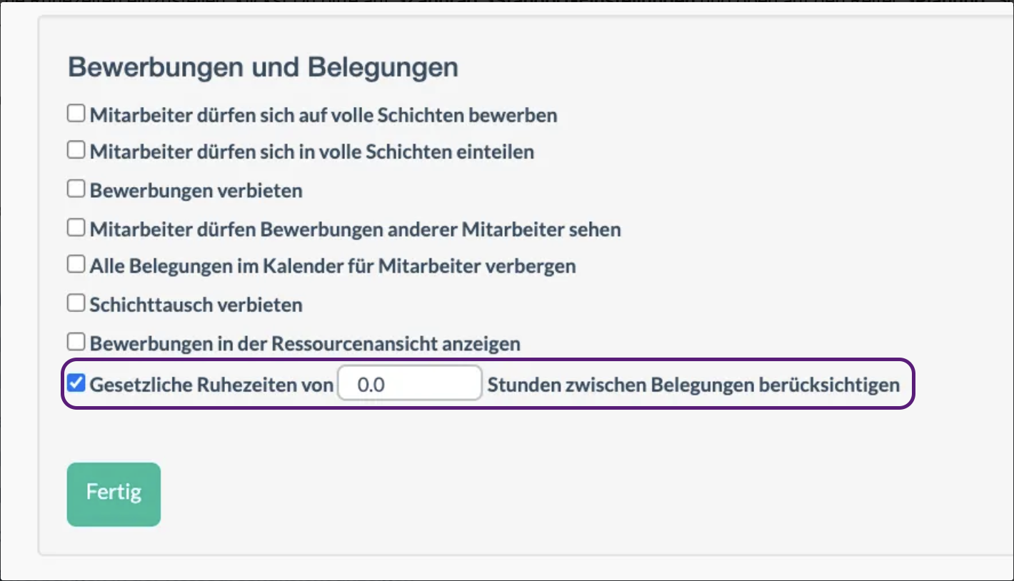 Gesetzliche Ruhezeiten